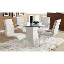 Furniture Of America Mauna White Glass Top Round Dining Room Set