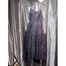 Sale Betsy Adam Black Pink & Blue Beauty Shimmer Dress Sz 10 Petite