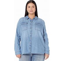L.L.Bean Plus Size Heritage Washed Denim Shirt Long Sleeve Women's Clothing Light Indigo : 1X
