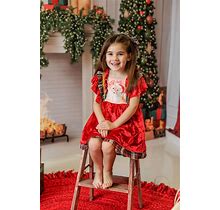 Santa Claus Christmas Dress//Girls Christmas Dress// Holly Jolly Red Velvet Christmas Outfit