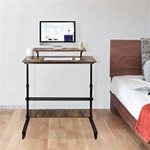 Rolling Computer Desk Floor Standing Height Adjustable W/ 4 Universal