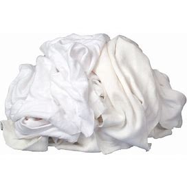 Buffalo Industries (10524) Absorbent White Recycled T-Shirt Cloth Rags - 25 Lb. Box - For All-Purpose Wiping, Cleaning, And Polishing - Made From