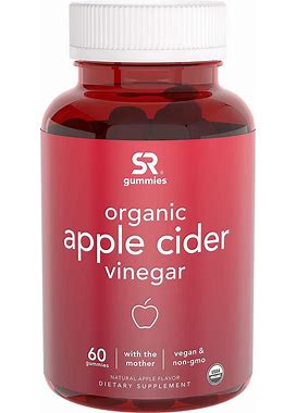 Organic Apple Cider Vinegar Gummies With The Mother - USDA Organic, Vegan Certified & Non-GMO Verified (60 Vegan Gummies)