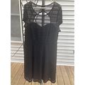 City Chic Black Textured Heart Fit And Flare Dress M/18