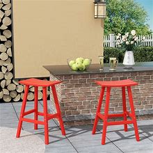 Polytrends Laguna HDPE All Weather Poly Outdoor Patio Bar Stool - Saddle Seat 29" (Set Of 2)