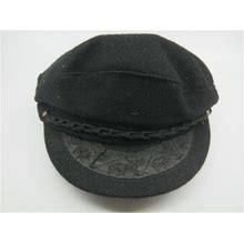 Flat Cap Newsboy Hat Mens Size L Solid Black Wool Lined Ivy Golf