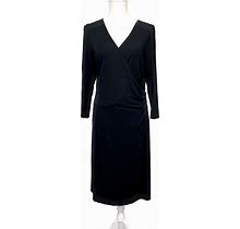 Talbots Women's Sz.Large-Petite Gathered Side/Front Black Dress-Long