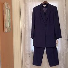 Dress Barn Pants & Jumpsuits | Dress Barn Nwt Pants Suit With Hip Length Jacket | Color: Blue | Size: 16