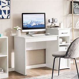 Computer Desk PC Laptop Table With Drawer And Shelf-White