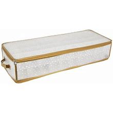 Simplify Plastic And Non Woven 80 Count Ornament Storage Organizer Box, Gold