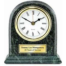 Desk Clock Marble Arch Shape Personalized With Gold Engraving Plate Gifts Awards
