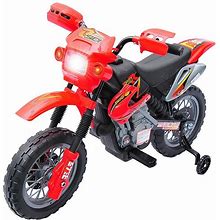 Qaba 6V Kids Motorcycle Dirt Bike Electric Battery Powered Ride On Toy Off Road Street Bike With Training Wheels Red, Brt Red