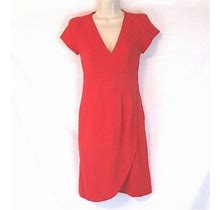 Maeve Anthropologie Women Empire Textured Dress Xs Red V Neck Knee