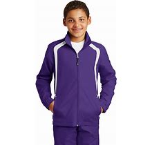 Sport Tek YST60 Youth Colorblock Raglan Jacket - Purple/White - XS