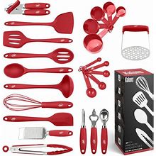 Silicone Red Kitchen Utensil (Set Of 24)