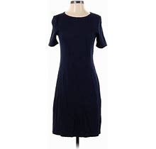 J.Crew Casual Dress - Sheath Crew Neck Short Sleeves: Blue Solid Dresses - Women's Size 4