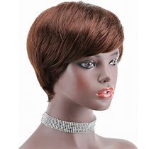 Short Pixie Cut Black Straight Machine Made Wigs No-Lace Brazilian