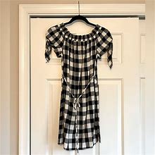 Loft Dresses | Ann Taylor Loft Off The Shoulder Gingham Dress Size Xs New Without Tags | Color: Black/White | Size: Xs