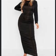 Boohoo Plus Dresses | Plus Ruched Side Maxi Dress | Color: Black | Size: 12