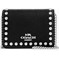Coach Women's Black Women S Leather Mini Wallet On A Chain With Rivets (Black)