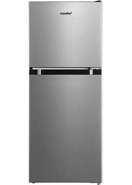 18.5 in. 4.5 Cu. Ft. Double Door Mini Refrigerator In Stainless Look With Freezer Energy Star Adjustable Legs