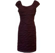 Adriana Papell Purple Tiered Scoop Neck Size 8 Fitted Womens Dress