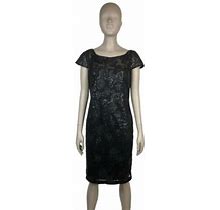 Calvin Klein Womens Black Sequined Cap Sleeve Party Evening Dress Size