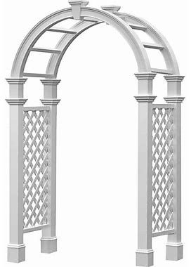 Classic 60 in. X 102.25 in. White Vinyl Nantucket Legacy Arbor With Including Trim