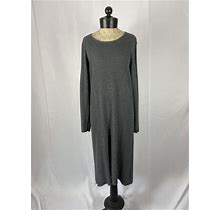 Eileen Fisher Size Large Ribbed Silk Green Midi Dress