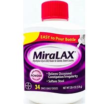 Miralax Powder Laxative Polyethylene Glycol Stool Softener Unflavored, 20.4 OZ