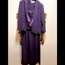 Montage By Mon Cheri Dresses | Mother Of The Bride/Groom Short Sleeve Dress With Light Jacket | Color: Purple | Size: 18