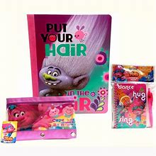 TROLLS 4 PC School Stationary Set, Composition Book, Diary W Pen, Pencil Pouch