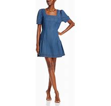 Stellah Women's Denim Square Neck Dress - Blue - Size S - Denim