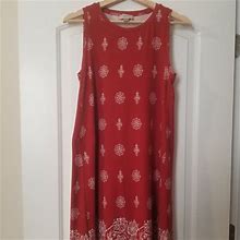 Loft Dresses | Loft Outlet Red Print Dress Size Small Swingy & Loose | Color: Red | Size: S