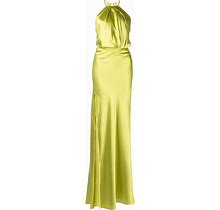 Michelle Mason - Pleat-Detail Halterneck Dress - Women - Silk - 2 - Green