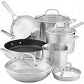 Kitchenaid 3-Ply Base Stainless Steel Cookware Induction Pots And Pans Set, 10-Piece, Brushed Stainless Steel