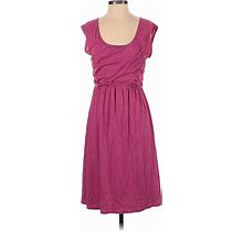 Garnet Hill Casual Dress - A-Line Scoop Neck Sleeveless: Purple Print Dresses - Women's Size 4