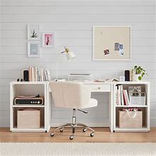 Keaton Classic Desk, 2 Drawer With Bases, Natural, White Glove