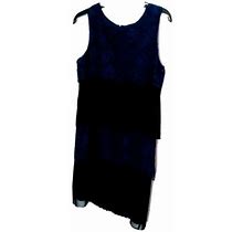 Jessica Simpson Lace & Pleated Navy Blue/ Black Dress Sz 4 Ret: