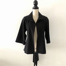 Natori Jackets & Coats | Josie Natori Black Wrap Front Jacket Size S | Color: Black | Size: S