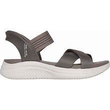 Skechers Women's Slip-Ins: Ultra Flex 3.0 - Never Better Sandals | Size 10.0 | Dark Taupe | Textile | Vegan | Machine Washable