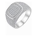 Wisbal 18K Gold Rings Cluster Diamond Band Micropave Mens Bling Ring Square Crystal Zircon Little Finger Ring For Men