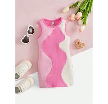 Baby Colourblock Ribbed Knit Tank Dress,2-3Y