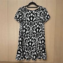 Ann Taylor Dresses | Ann Taylor Petite Short Sleeve Dress | Color: Black/Silver | Size: 2P