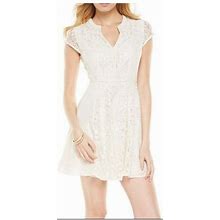 Lc Lauren Conrad Dresses | Lc Lauren Conrad Womens Ivory Lace Sheer Fit & Flare Dress Size 2 | Color: White | Size: 2