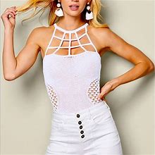 Venus Tops | White Knit Bodysuit | Color: White | Size: S