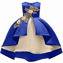 Nssmwttc Flower Girls Wedding Bridesmaid Dresses Christmas Day Baby Irregularity Hem Easter Ball Gown Dress 3T 3 Years Sapphire100, 2-3T