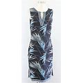 White House Black Market Abstract Palm Print Sheath Dress Embroidered