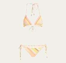 Zimmermann Halliday Triangle Two-Piece Bikini Set, Multi Stripe, Women's, 2, Swimwear Swimsuits Bathing Suits Bikinis & Two Piece Swimsuits