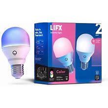 LIFX 60-Watt Equivalent A19 Multi-Color Smart Wifi LED Light Bulb Works With Alexahey Googlehomekit Tunable White 2 Pack HB2L3A19LC08E26US ,